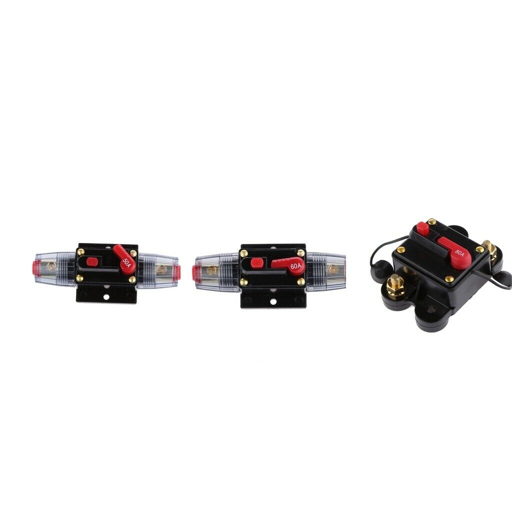 Manual Reset Circuit Breaker 12v/24v Car Boat Audio Fuse Holder 50A 60A 80A