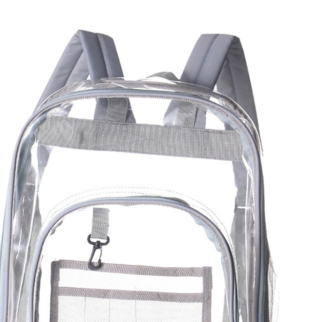 1 Waterproof Clear Backpack Transparent Bookbag Security College Light Gray
