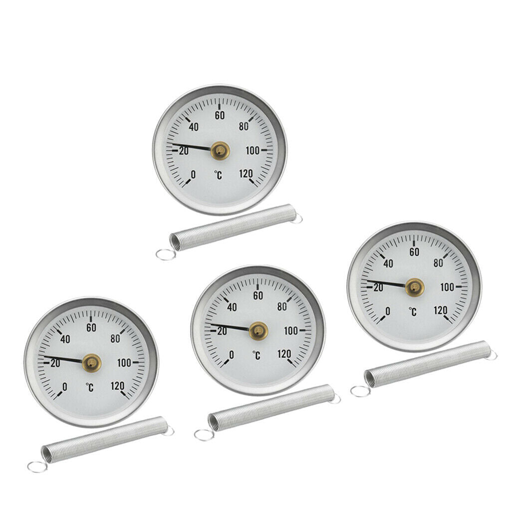 4X 63mm Clip-on Pipe Temperature Gauge With Spring for Heating Oil Tanks