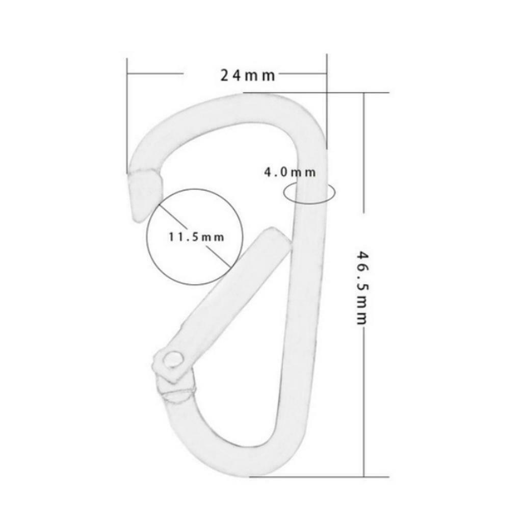 10 D Shape Carabiner Clip Snap Clasp Key Chain Spring Hook Water Bottle Clip