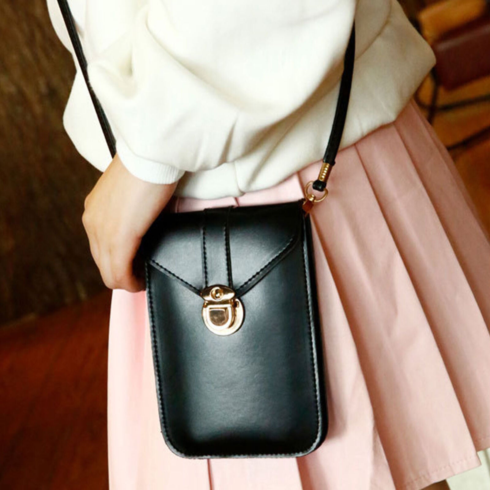 Women's Crossbody Mobile Phone Pouch Wallet PU Leather Change Bag