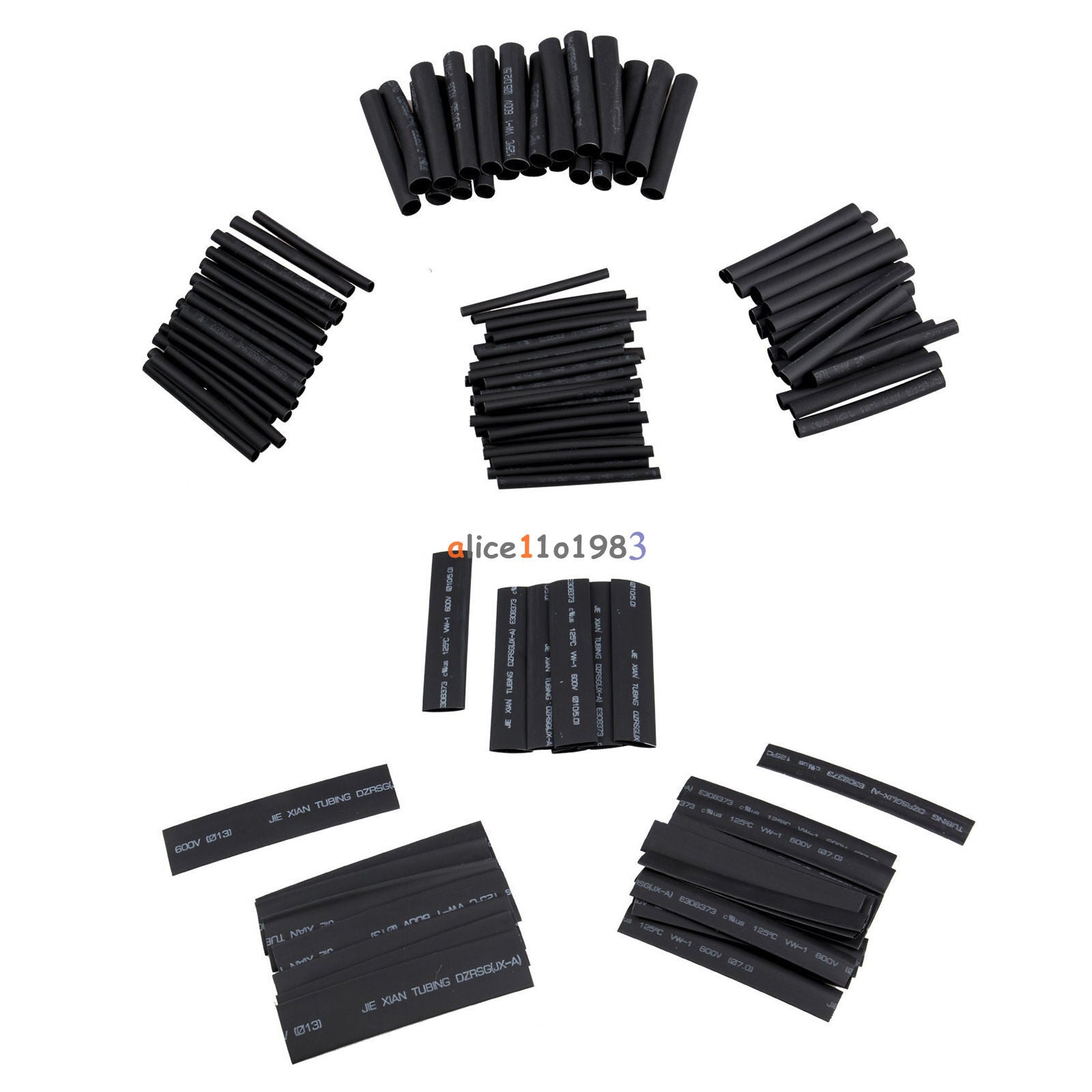 127Pcs Black Glue Weatherproof Heat Shrink Sleeving Tubing Tube Assortment Kit