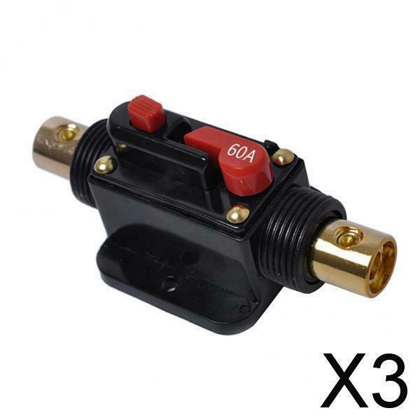 3X 12V Car Auto Audio AGU Fuse 4-8 AWG Inline Circuit Breaker Protection 60A