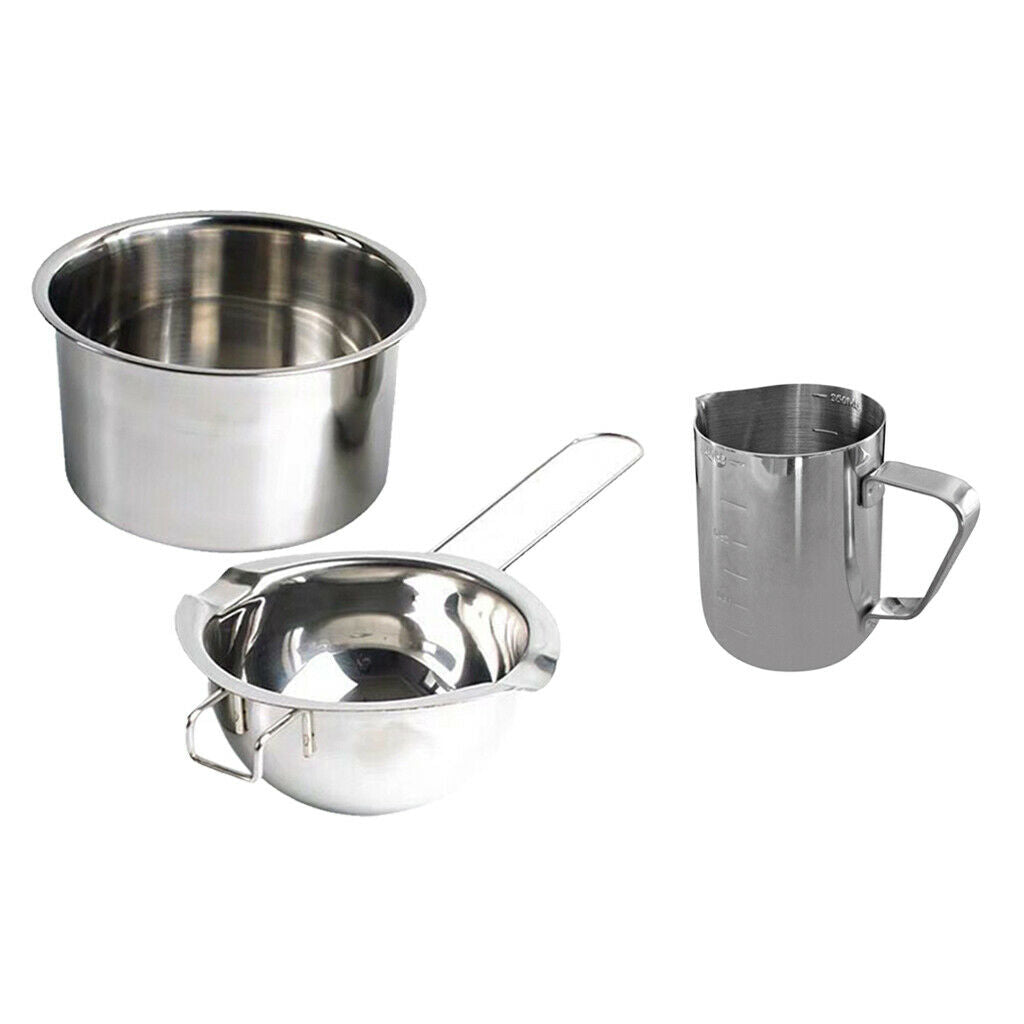 3Pcs Wax Candle Making Kits Stainless Steel Pot Pouring Double Boiler DIY Tools