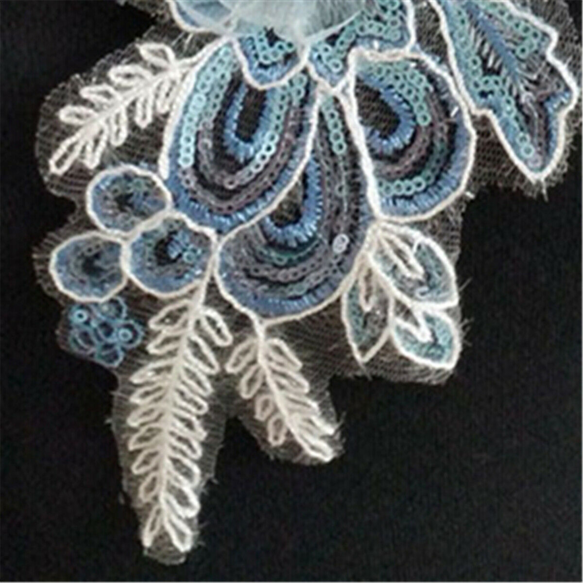 Flower Applique Bead Sequins Lace Collar Trim Embroidered Neckline Sewing Art