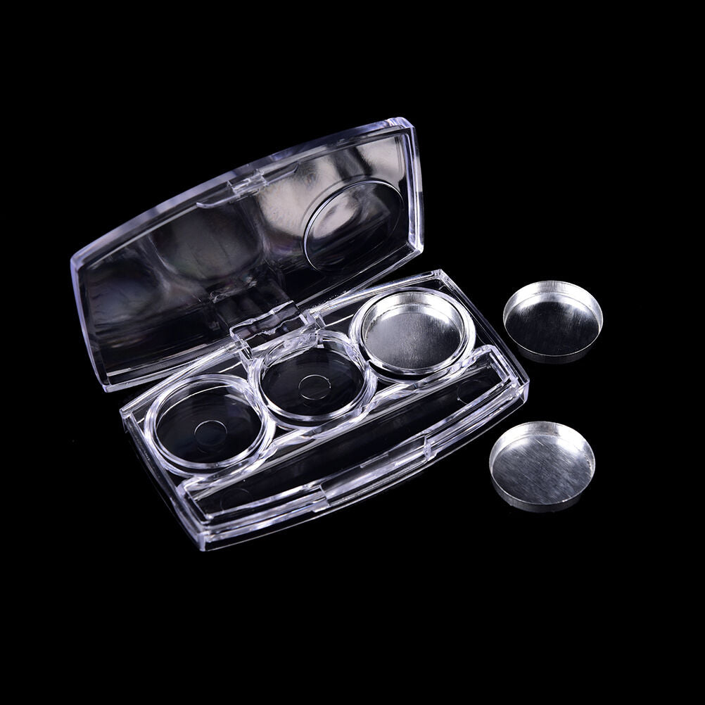 Empty 3Round Grids Eyeshadow Lipstick PowderBox Case Cosmetic Packing+Palette DD