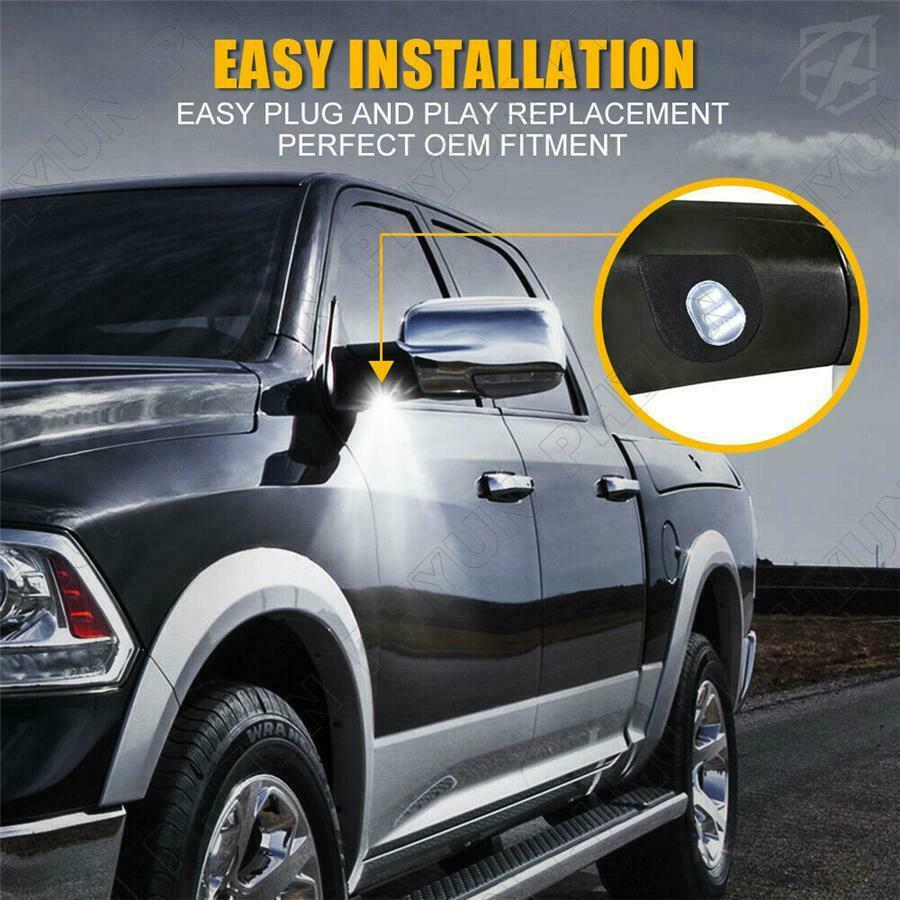 Pair LED Side Mirror Puddle Lights For Dodge Ram 10-19 1500 2500 3500 4500 5500