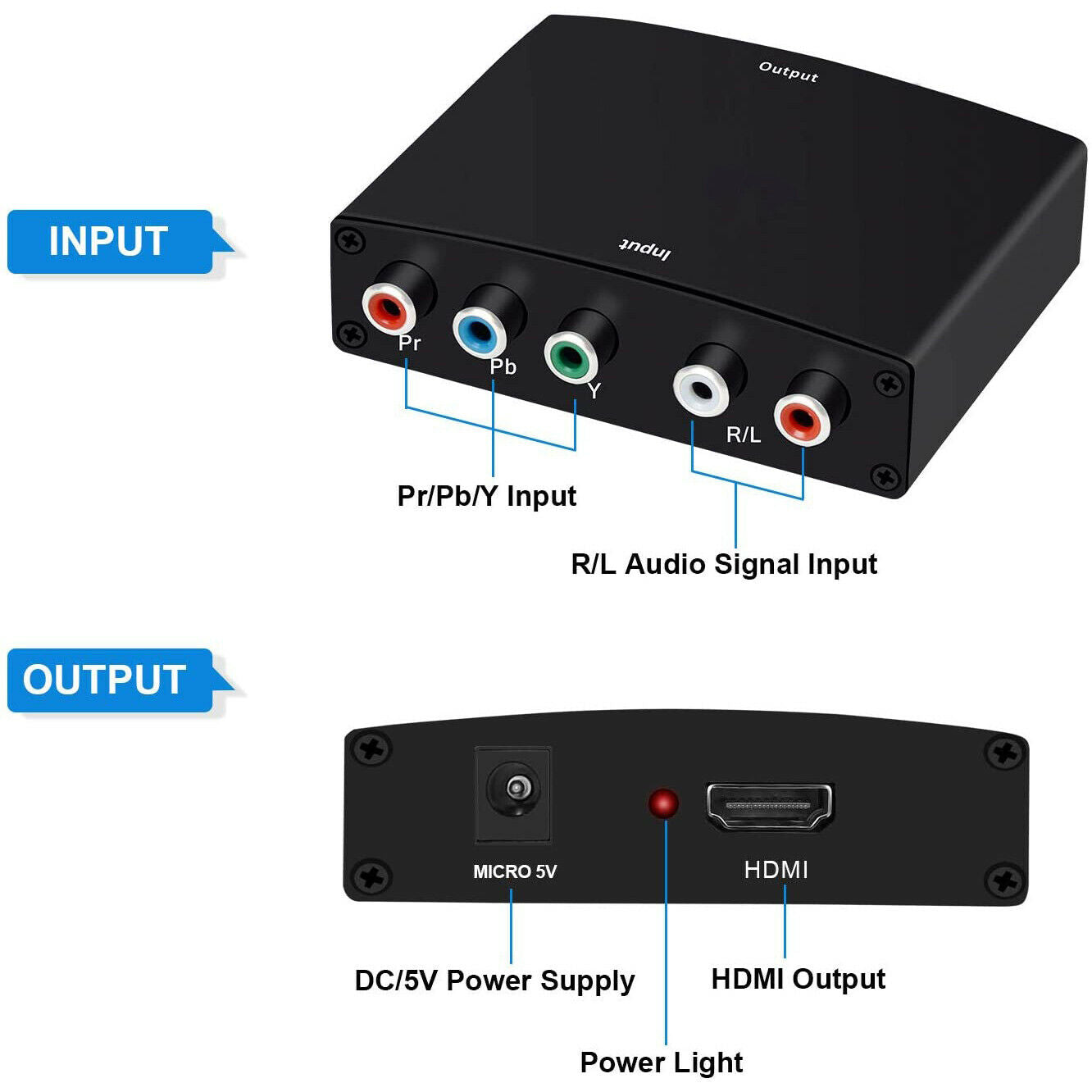 4X(YPbPr to MI Adapter, 5RCA RGB L/R Video to MI Converter, 1080P Audio ForK6O2)