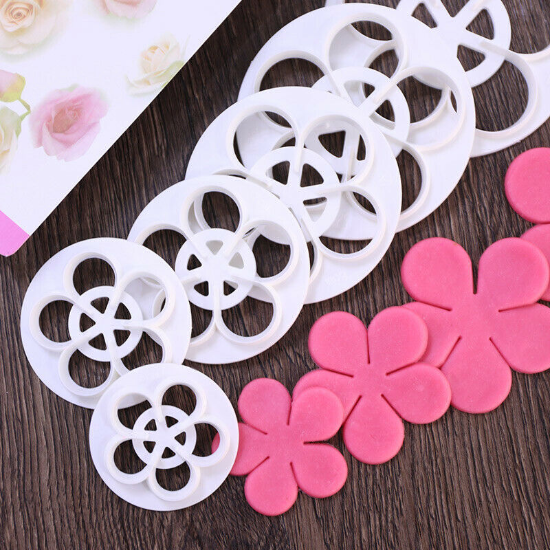 6Pcs Rose Flower Petal Shape Cutters Tools For Cake Sugarcraft Fondant Co.l8