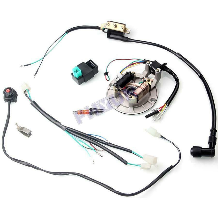 4 Stroke Dirt Pit Bike CDI Spark Plug Switch Full Wire Harness For 50cc-140cc