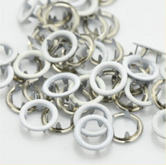 Metal Prong Ring Fasteners Press Studs Poppers 9.5mm 10set White