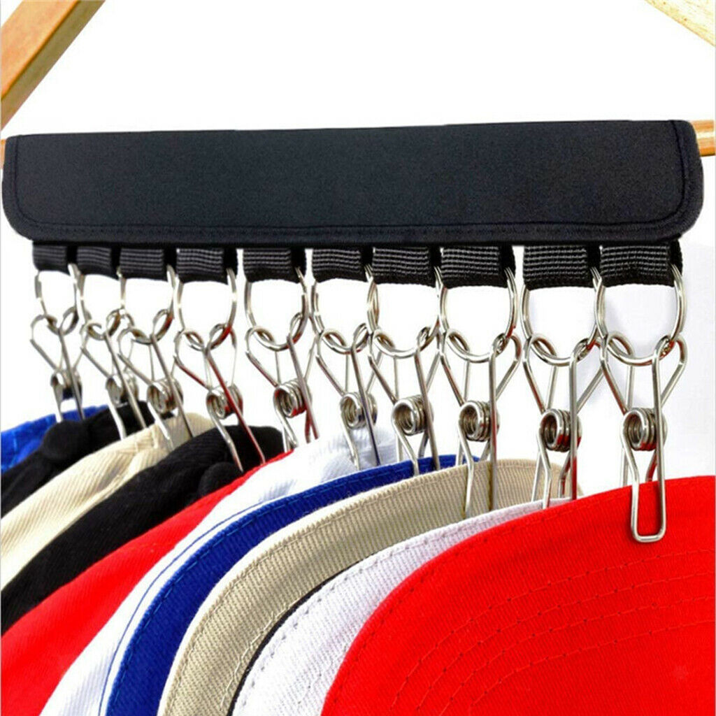 Portable Lightweight Metal Hat Organizer for Room Storage Clips Pack of 2