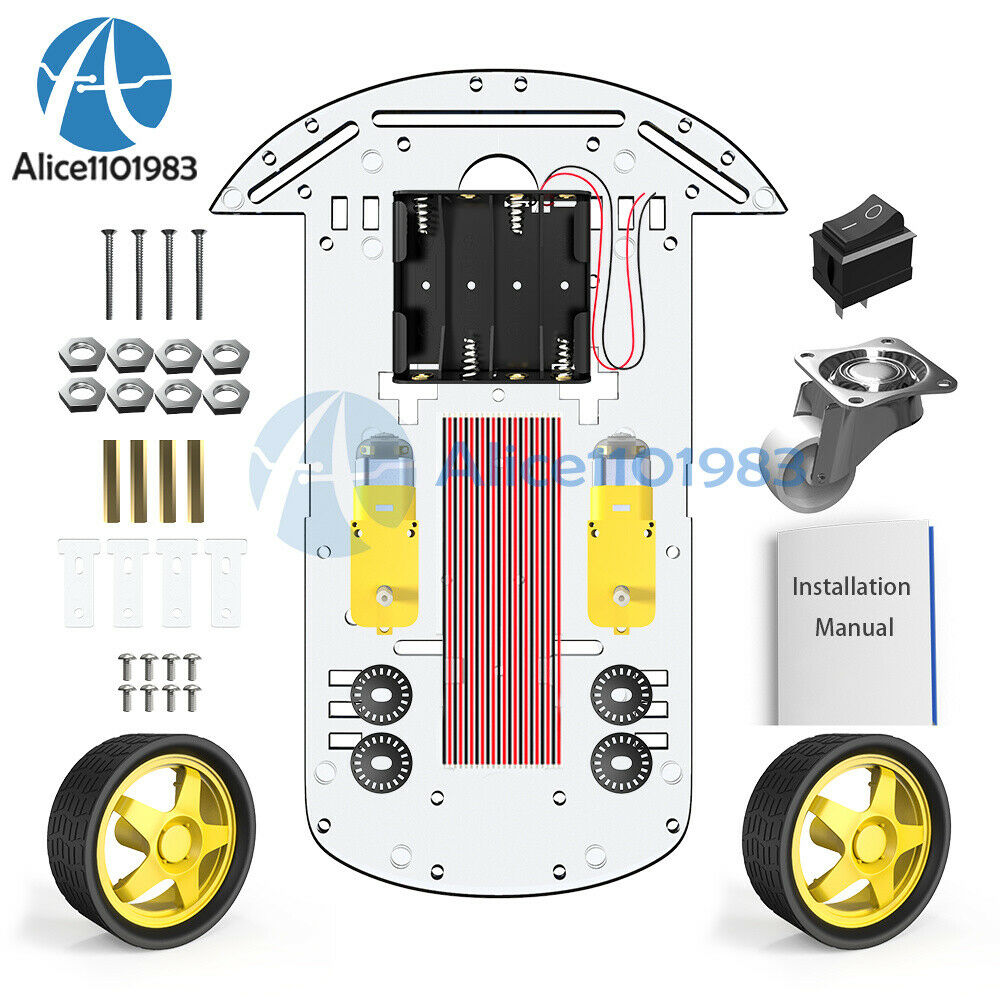 2X 2WD Smart Robot Car Chassis Kit/Speed encoder Battery Box Arduino motor 1:48