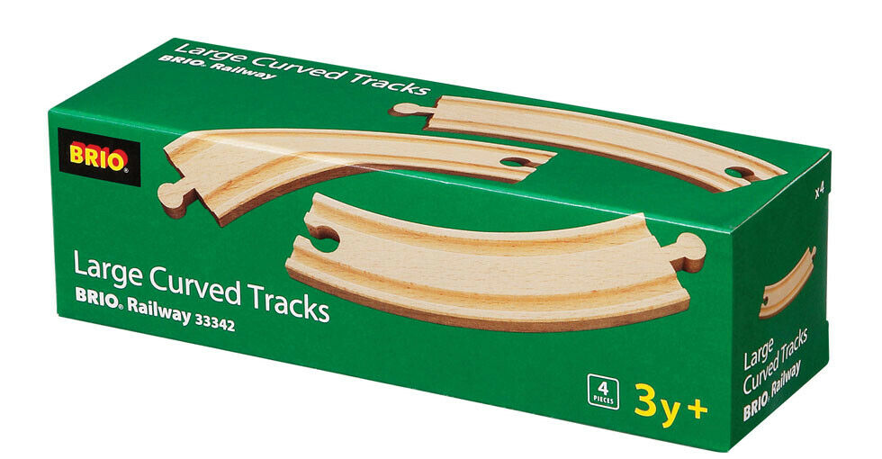 33342 BRIO Large Curved Tracks Wooden Railway Tracks inc 4 pcs Age 3 Years+
