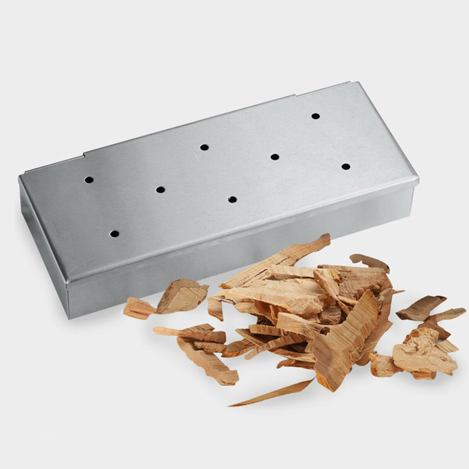 Large Capacity Thicken Smoker Box Charcoal Gas Grill Meat Grilling Tool