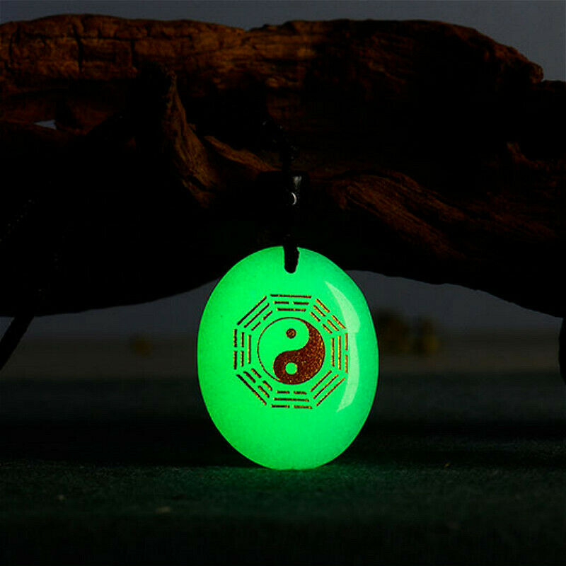 Chinese Yin Yang Sign Necklace In The Dark Luminous Stone Pendant Adjustable New