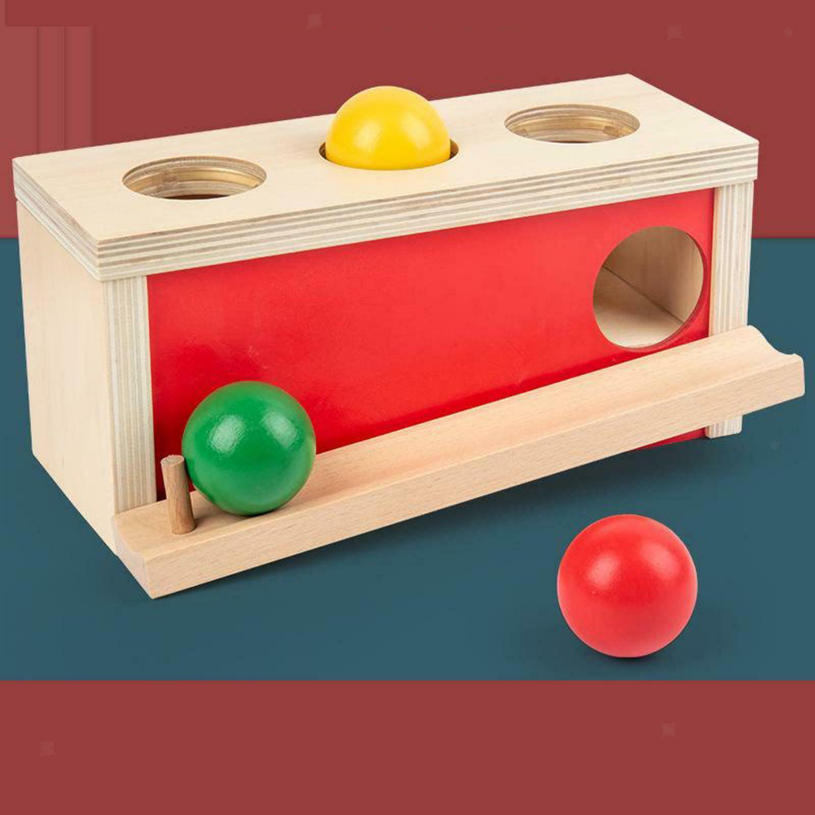 Tri-Colored Wooden Press Ball Developmental Fun Training Toys Birthday Gift