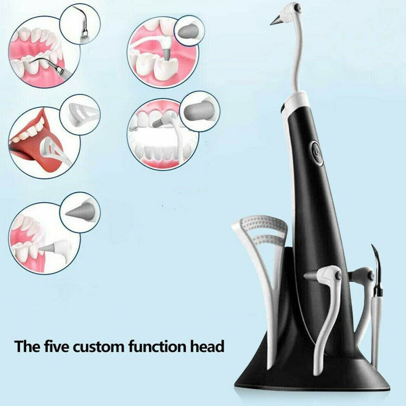 Tooth Polishing Cleaner Ultrasonic LED Electric Oral Teeth Cleaning Kit + 5 Tips