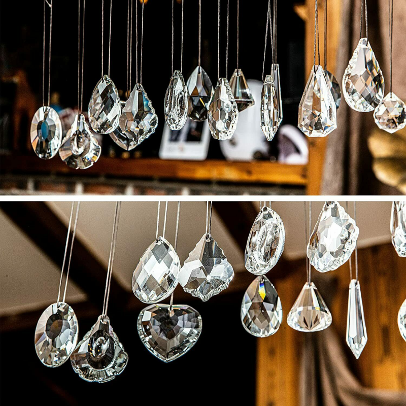 15pcs Clear Crystal Chandelier Pendants Balls Prisms Sun Catcher Crystal Prisms