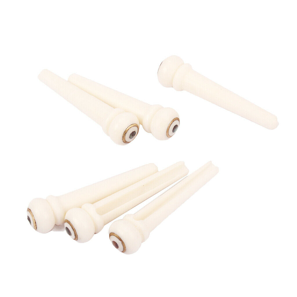 6 x Cattle Bone Bridge Pins String End Pegs Abalone Dot for Acoustic Guitar