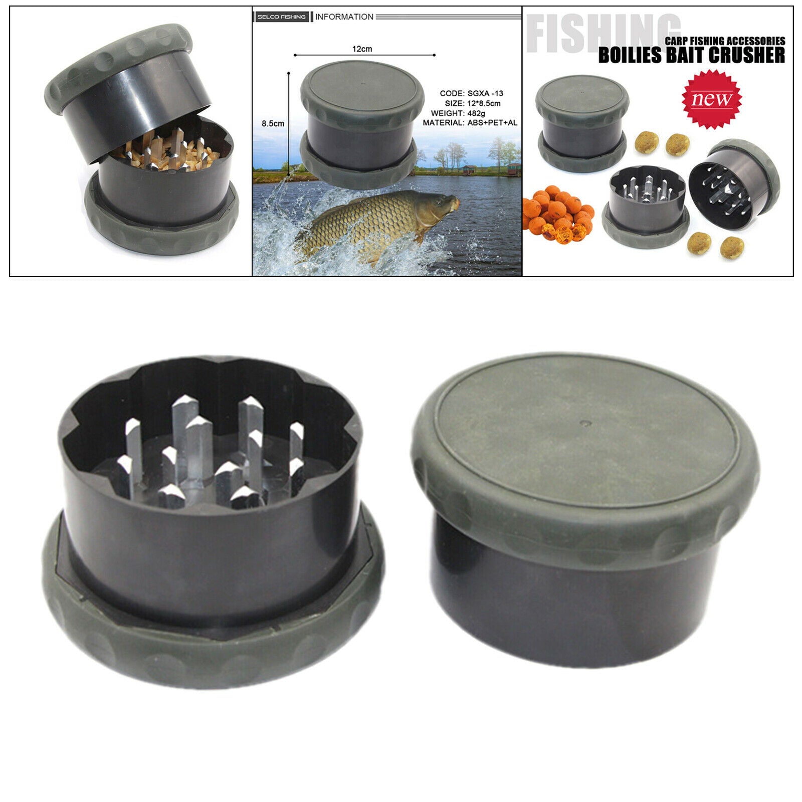 Portable Boilie Baits Crusher Rubber Boiled Bait Pellets Grinder Box Case