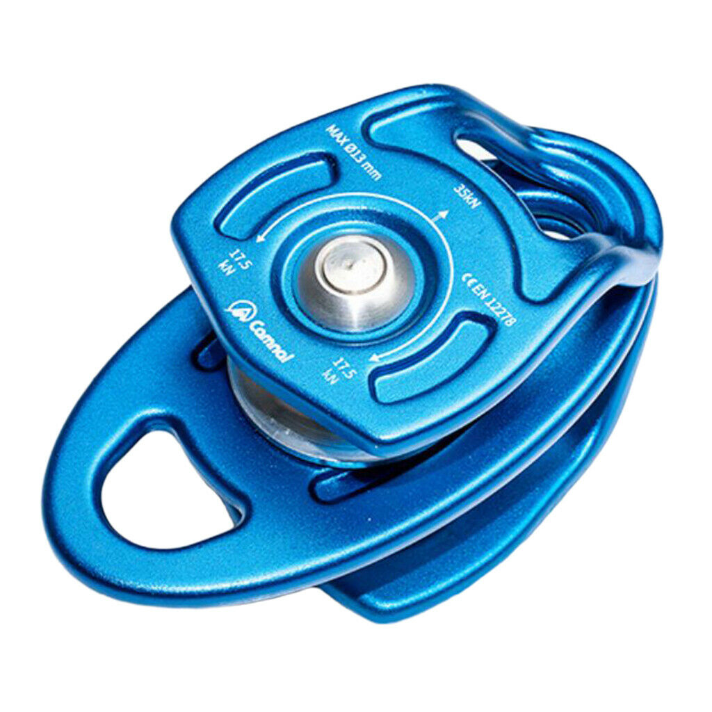 Double Sheaves Mobile Pulley 35KN for Rope   Tree Climbing Industrial