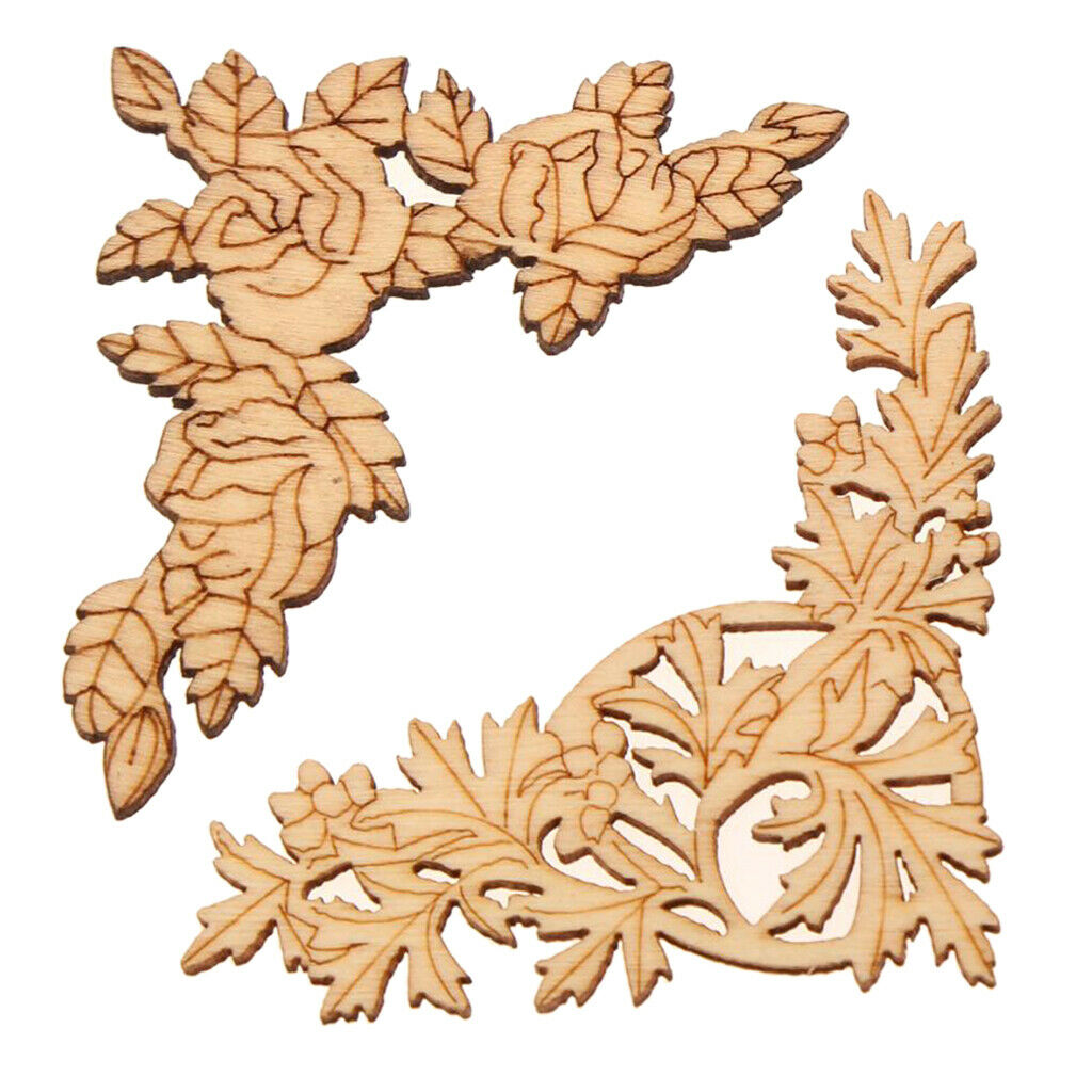 16x Unpainted Flowers Wooden Carved Corner Door Rose Decorative Onlay Applique