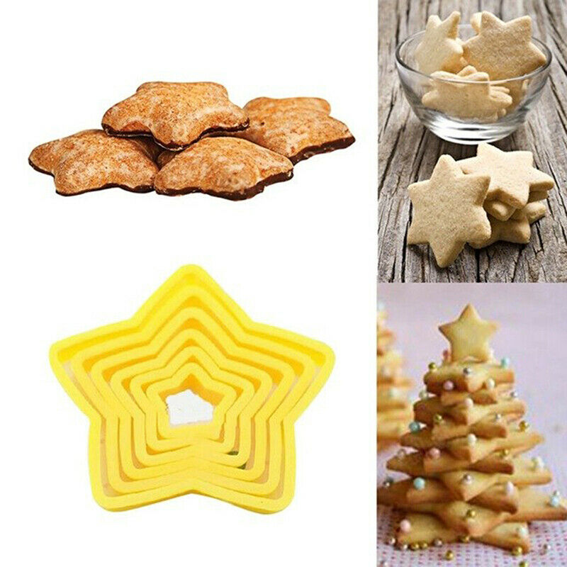 6Pcs/set Christmas Tree Cookie Cutter Stars Shape Cake Biscuit Cutter Mo.l8