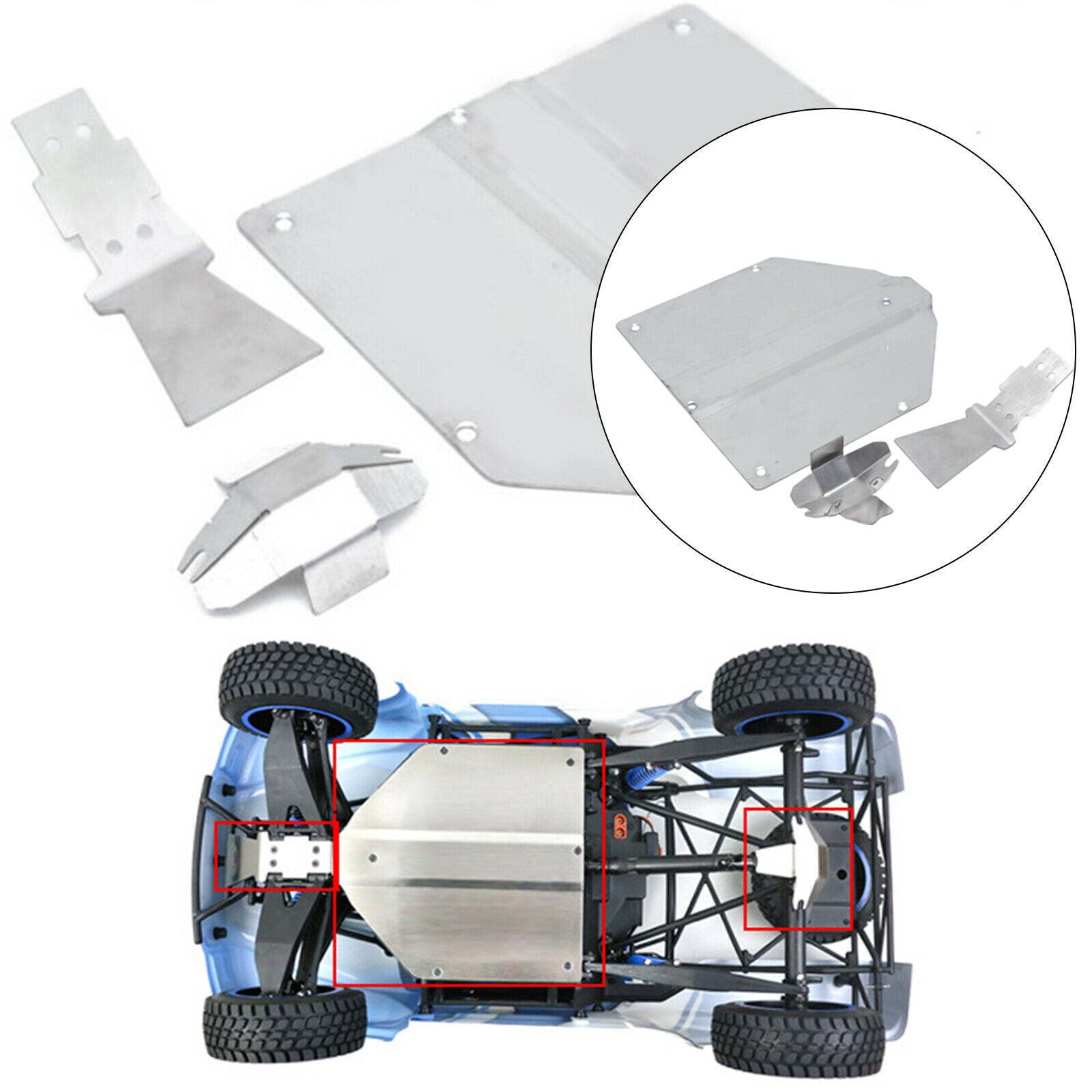 3pcs Guard Plate Chassis Armor for LOSI BAJA REY V2 Crawler Car DIY Accs