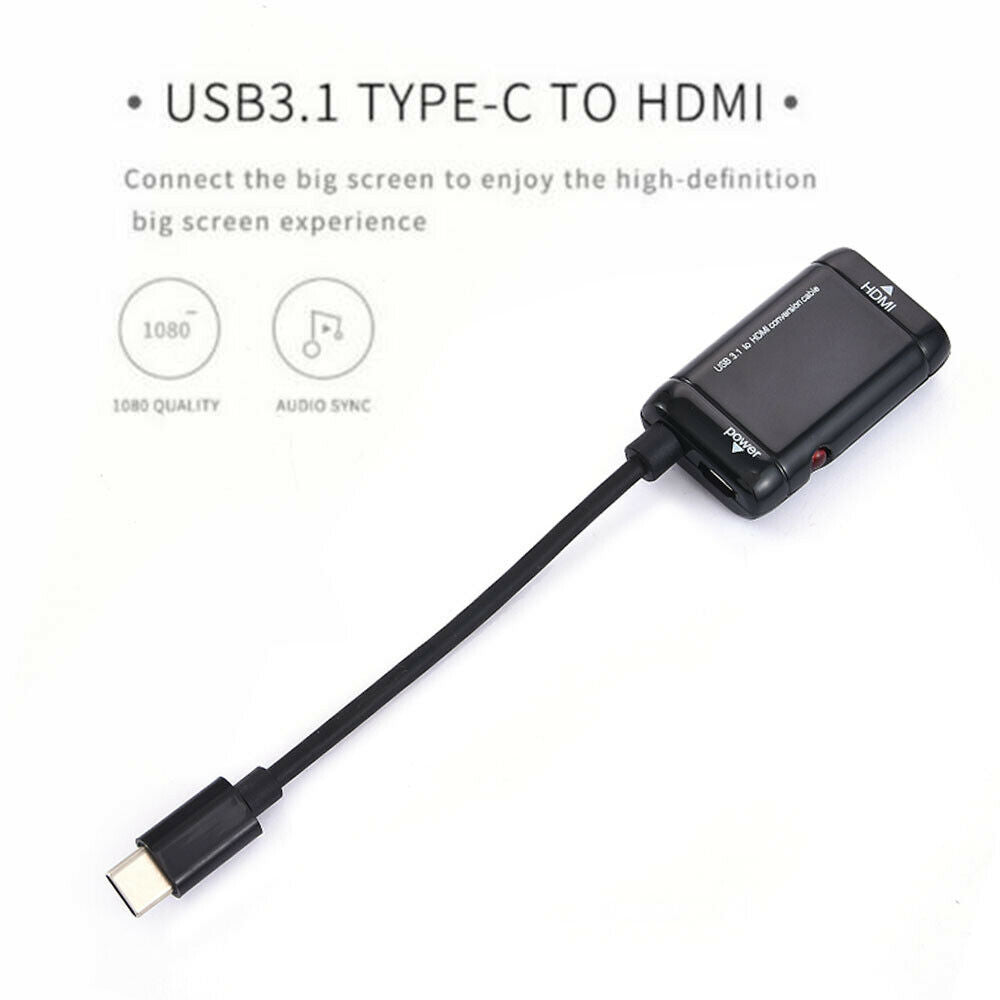 US-Type C USB to HDMI Adapter Converter Cable for Android Phone Smartphone HD TV