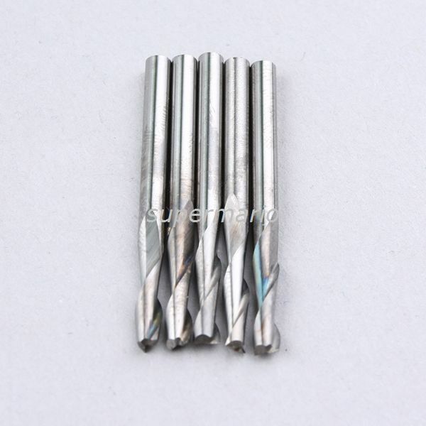10x 1/8'' 3.175mm Carbide CNC Double Two Flute Spiral Bits End Mill Router 22mm