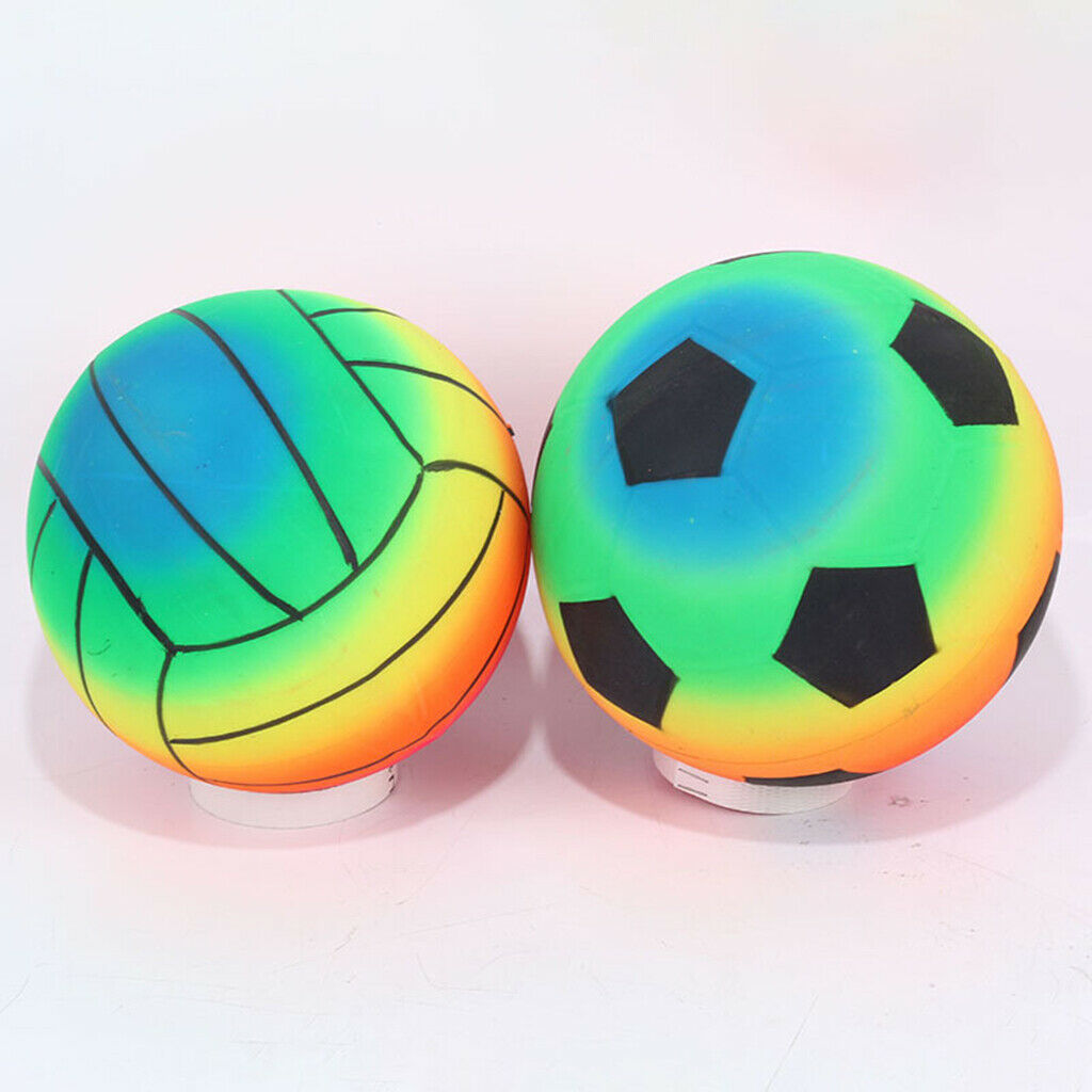 9inch Kids PVC Soccer Inflatable Rainbow Outdoor Indoor Playing Ball for Child -