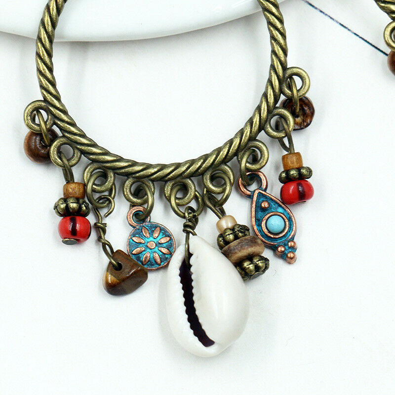 Boho Tassel Shell Flower Circel Round Dangle Drop Hook Ear Stud Earrings Jewelry
