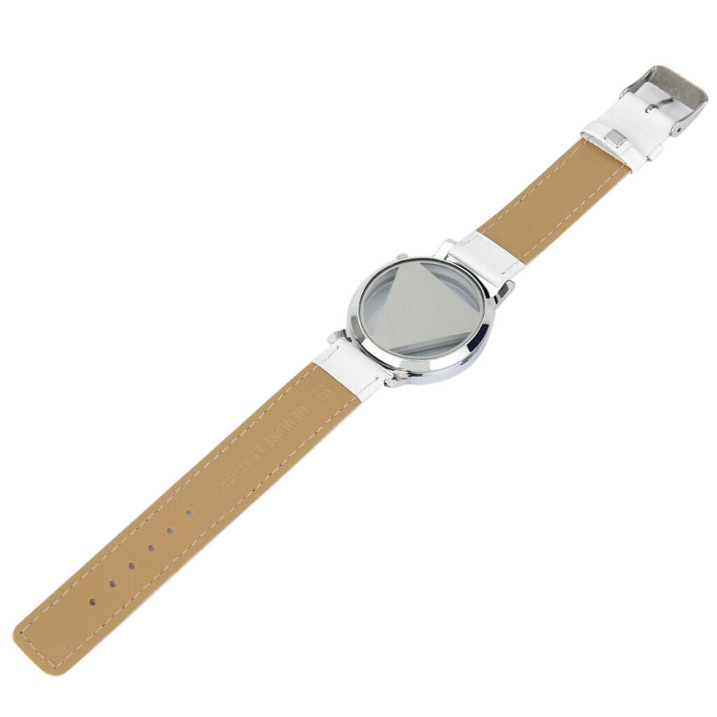 Casual Faux Leather Stainless Steel Analog Quartz Wrist Watch - White