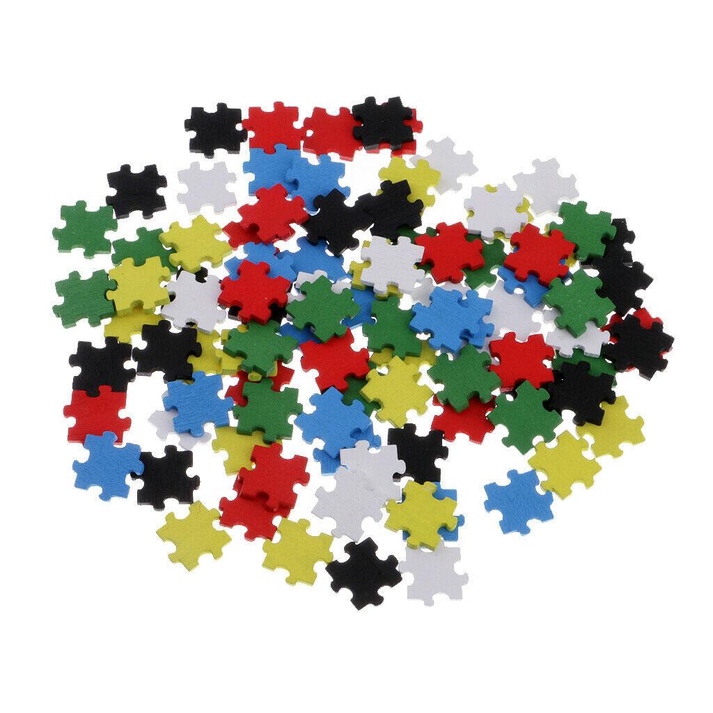 100 Pieces Assorted Wooden Puzzles Educational Toys Decoration Scrapbooking
