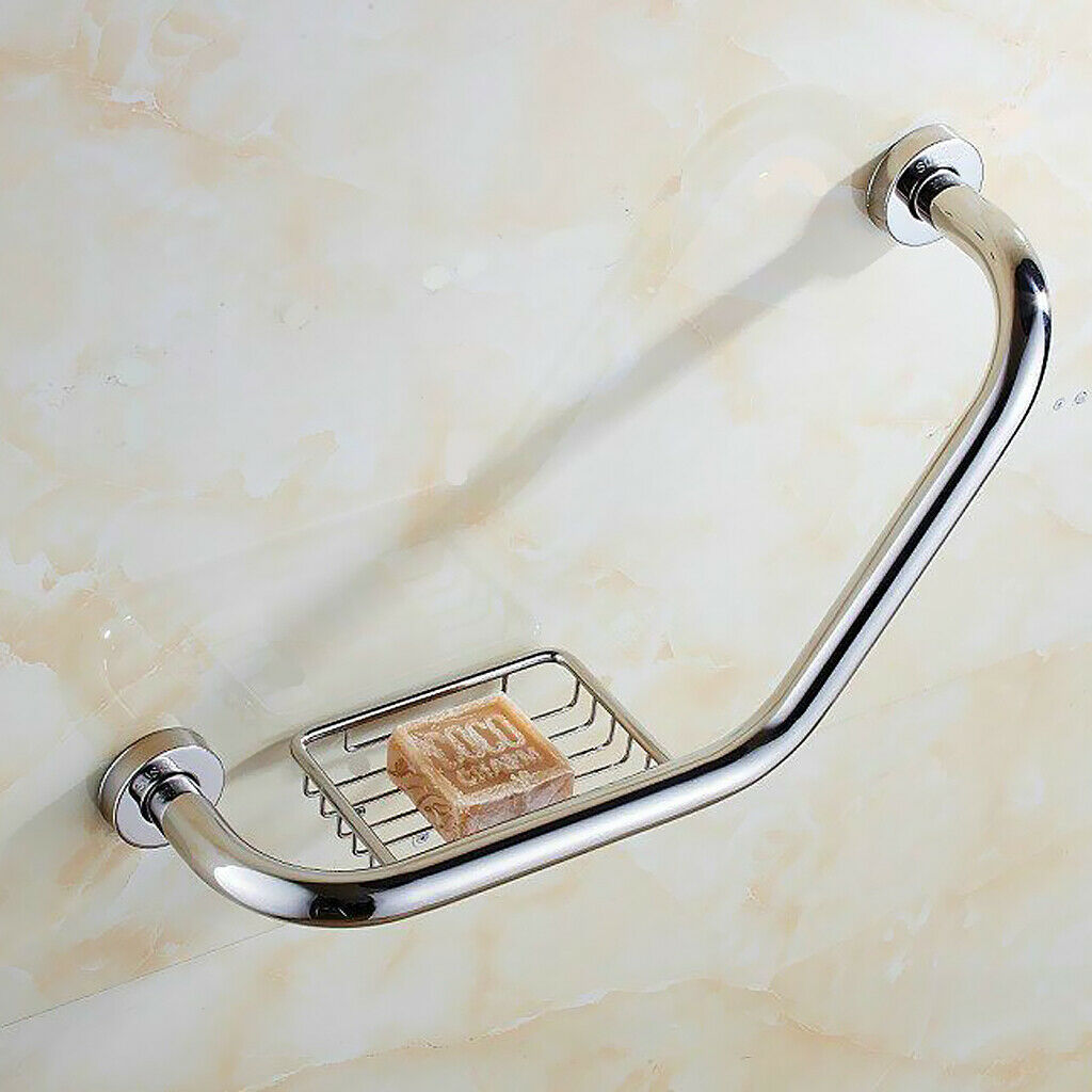 Bathroom Shower Toilet Bath Grab Bar Safety Handrail with Soap Dish Holder
