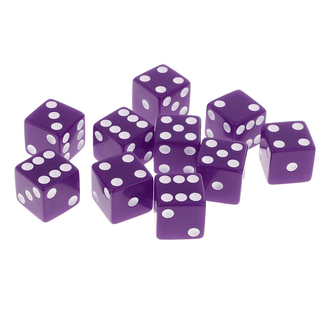10 Piece Six Sided D6 Dice Set for D&D Table Games High Quality Dark Purple