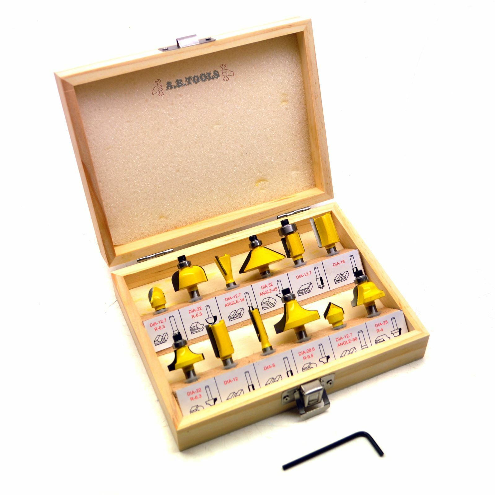 12Pc Tungsten Carbide Tip Router Bit Set 1/4 Inch Shank Cutter Laminate
