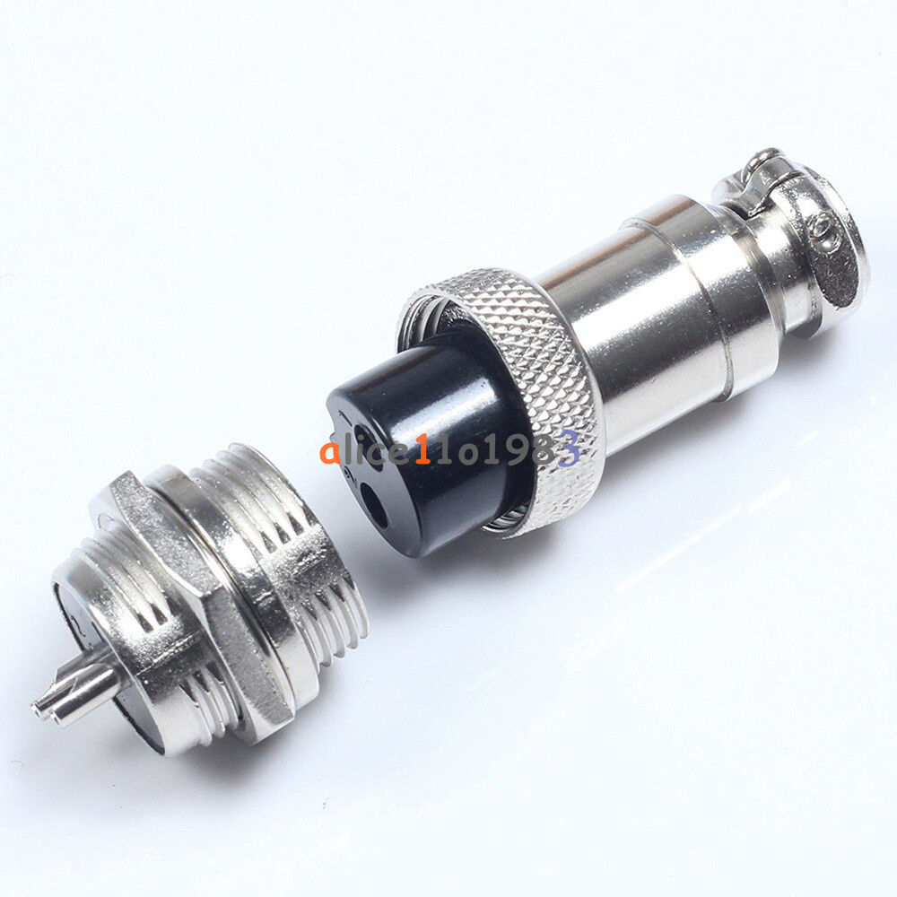 1Pair 16MM GX16-2Pin Aviation Plug Male Female Panel Chassis Metal Connector