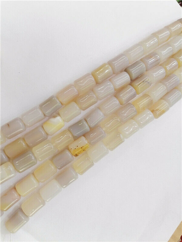 1 Strand 14x10mm Natural Chalcedony Agate Cylinder Spacer Beads 15.5inch HH8822