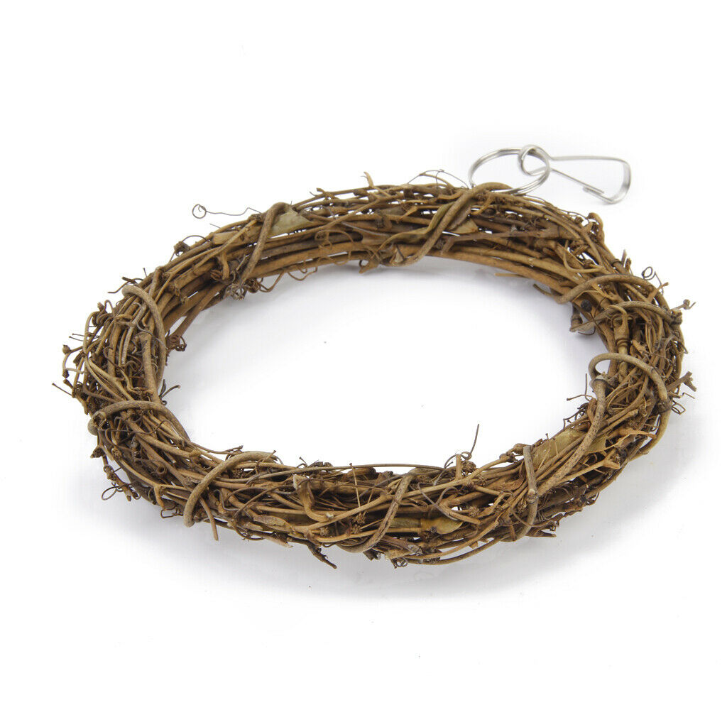 15cm Bird Toys Rattan Woven Swing Hanging Ring with A hook for Cockatiels And