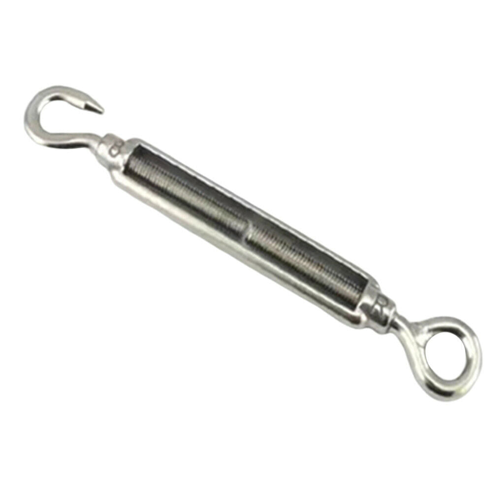 304 Stainless Steel DIN1480 Eye Hook Turnbuckle Wire Rope Cable Tension 8mm