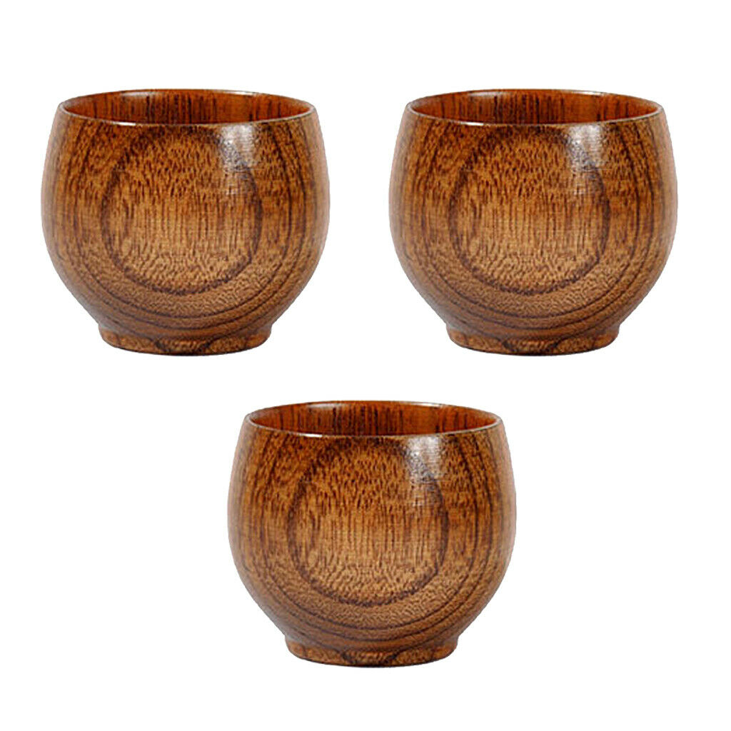 3x  Wooden Cup Handmade Natural Wood Coffee Tea Beer Juice Milk Mug 50ml