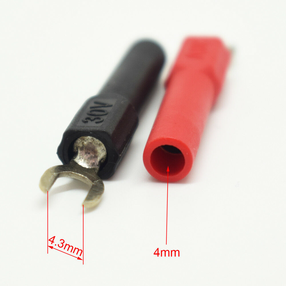 5pairs R + B 30V 4mm Banana Female Jack to 4.3mm Spade Fork Adapter Converter
