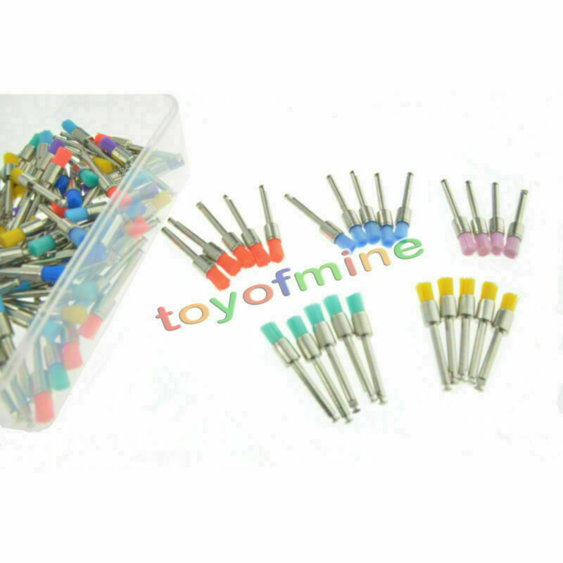 100 PCS New Mixed Color Nylon Latch Flat Dental Polishing Polisher Prophy Brush