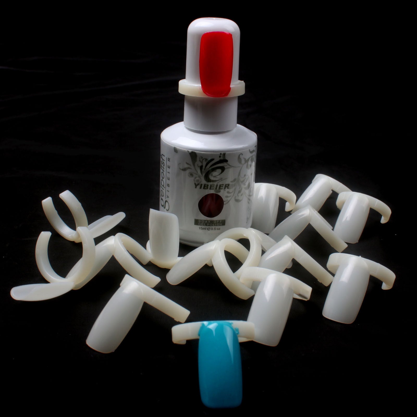 100 PCS Plastic Nail Polish Color Display Practice Ring False Tips Nail Art Tool
