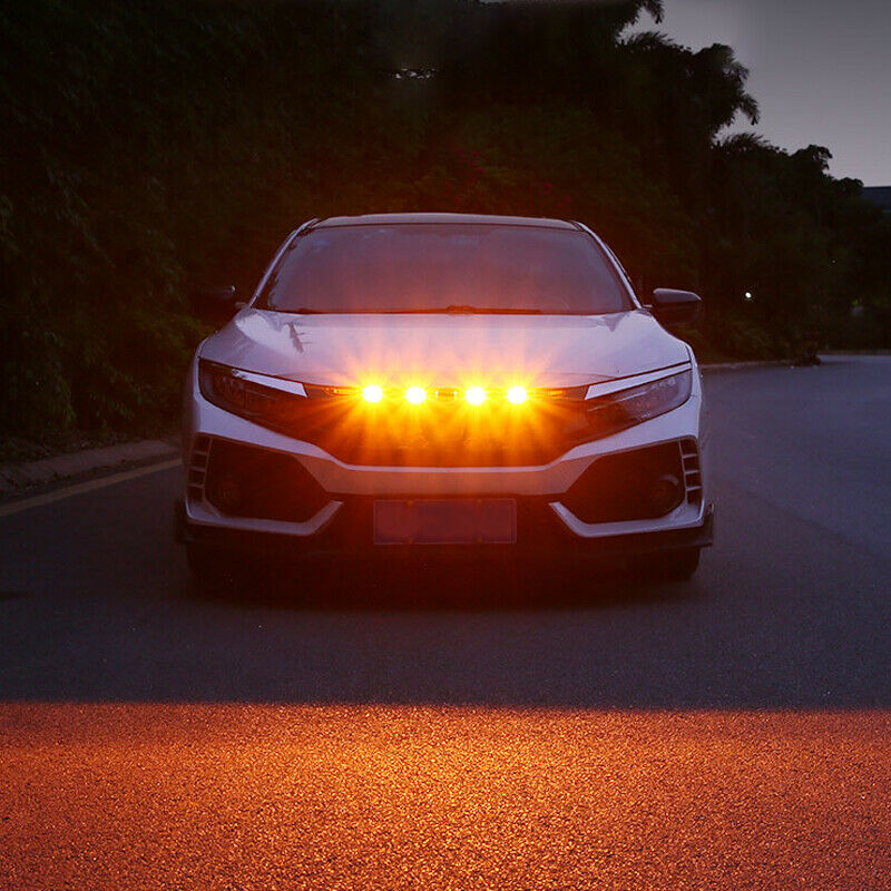 4x Front Grille LED Amber Light Raptor Style Yellow Lens Fit for Dodge Ram 1500