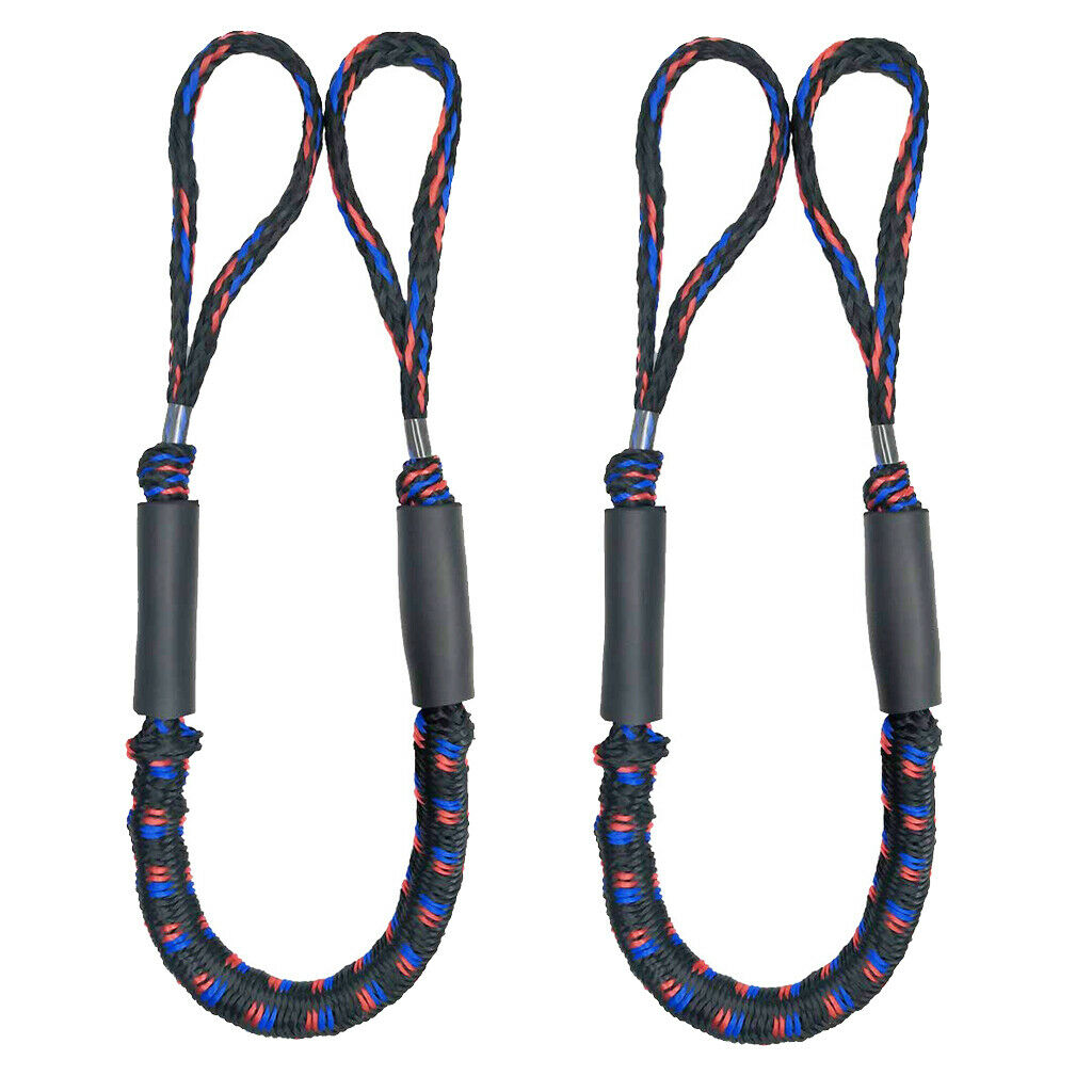 2pcs Bungee Dock Line Marine Rope Stretches to 5.5ft for Boat Kayaks Black 1