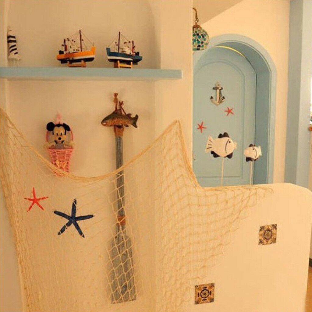 2x4M Nautical Fishing Net Photo Prop Beach Scene DIY Party Craft Decor Beige