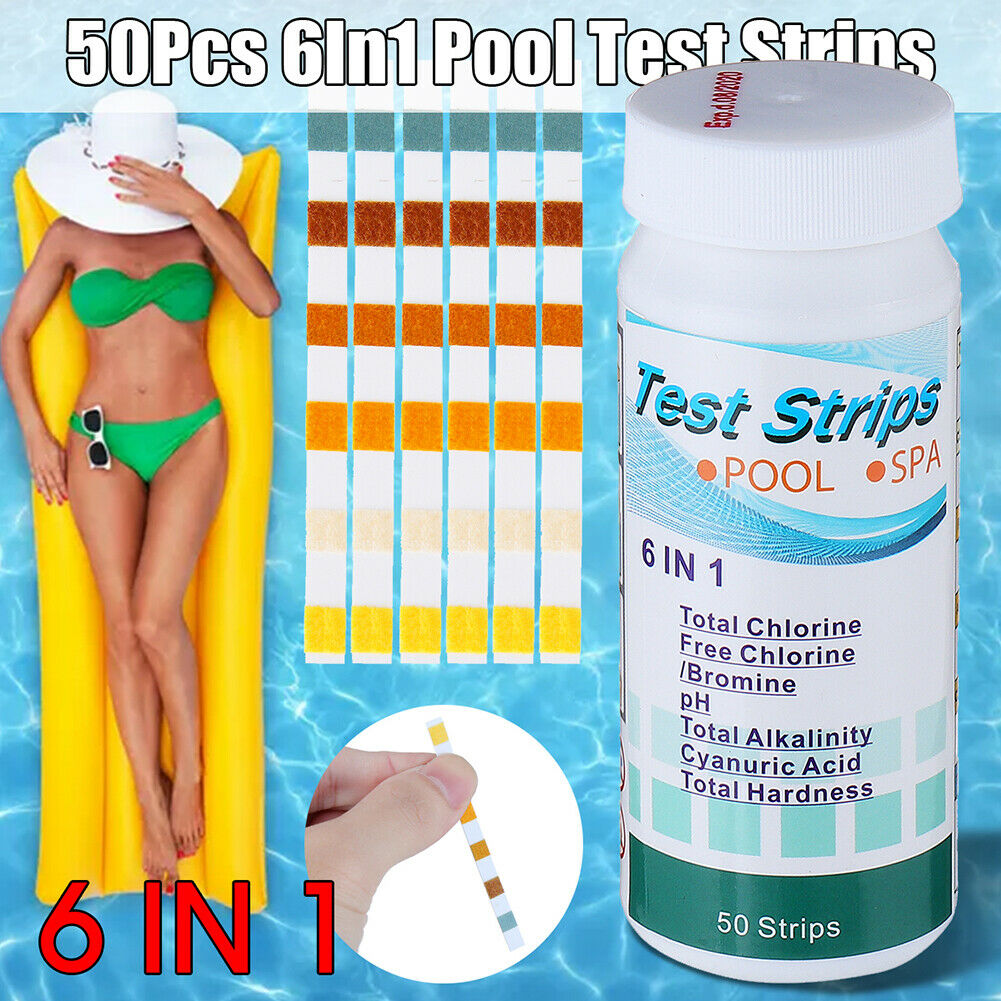 50pcs SPA Swimming Pool PH Test Paper Residual Chlorine PH Value Test Strip @